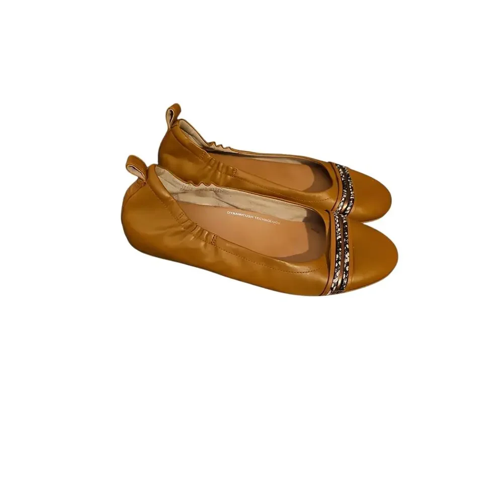 FITFLOP Ladies leather brown ALLEGRO Flat Slip-On DYNAMICUSH Ballet Flats sz 10